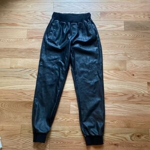 Faux leather jogger pants